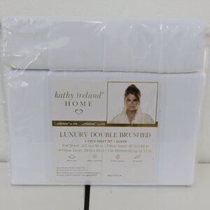 Kathy Ireland Home Luxury Double Brushed White 6 piece queen Sheet Set